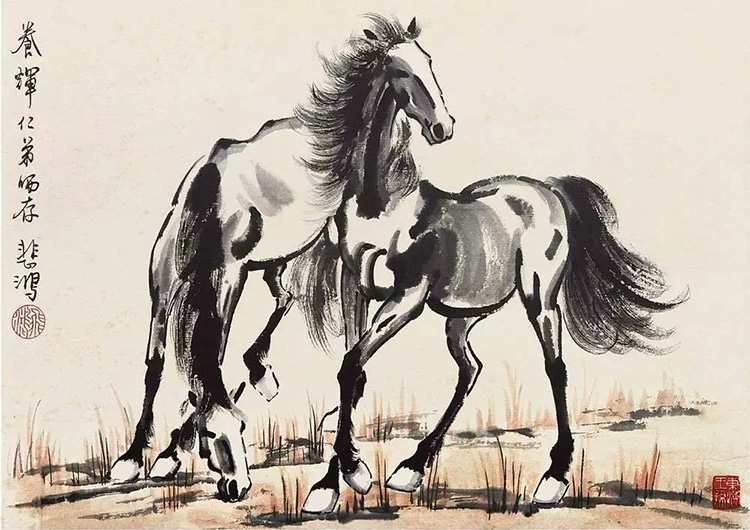徐悲鴻《雙駿圖》 徐悲鴻《雙駿圖》
